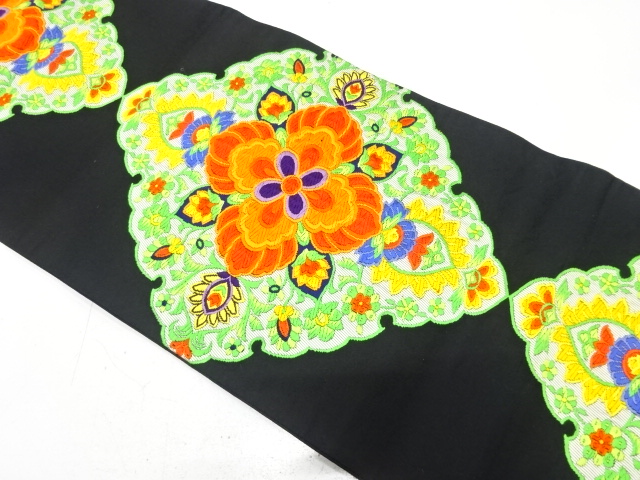 JAPANESE FUKURO OBI / WOVEN RHOMBUS FLOWER CREST